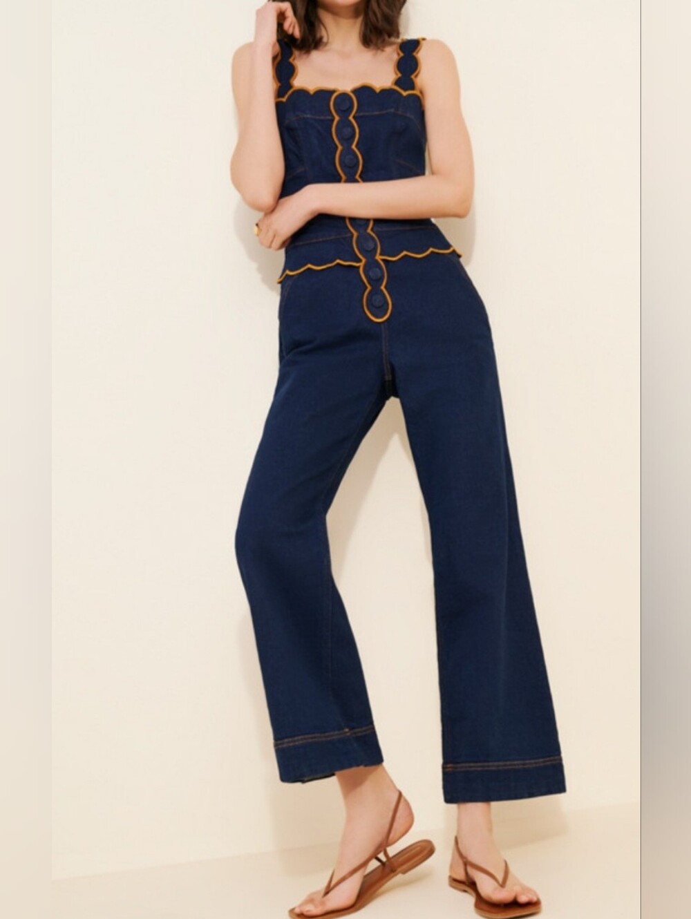 Farm Rio Denim Stretchy Jumpsuit
